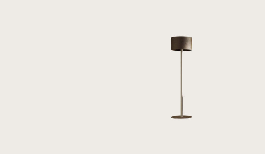 Lámpara de pie Aromas Rems E27 acrílico cuero 154 cm P1318