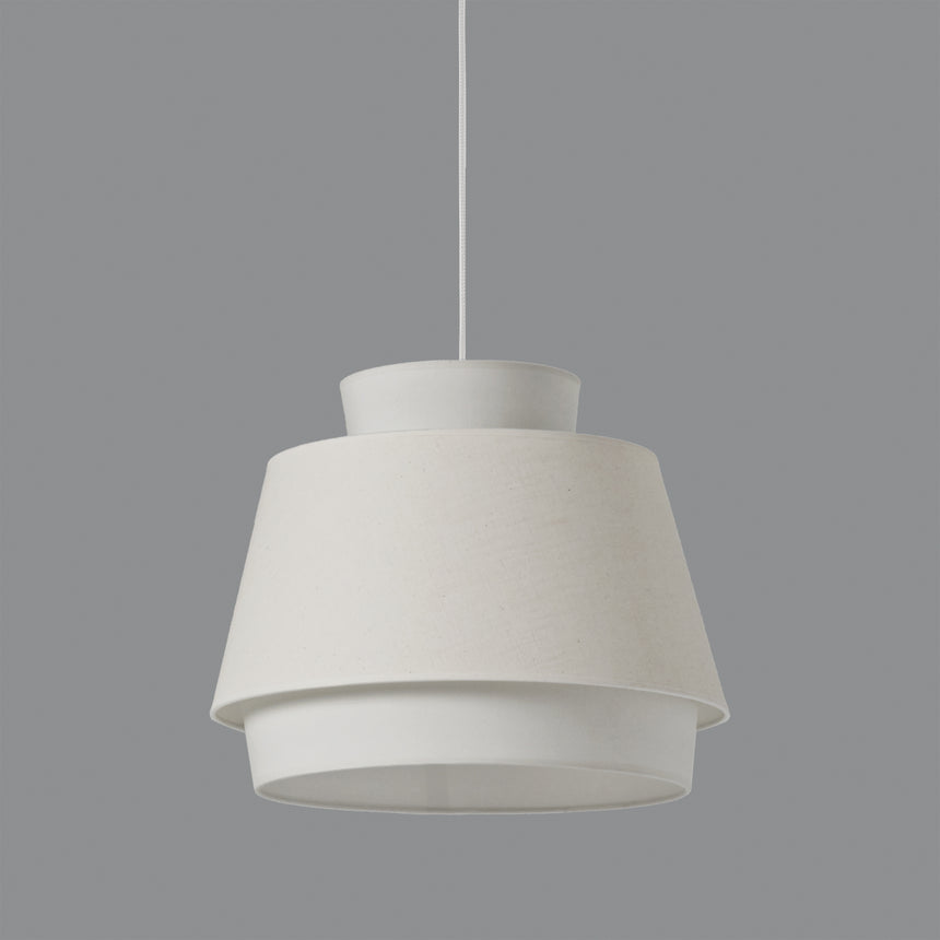 ACB Aspen Pendant Light 3916/45 White/Linen, White Text Kit, LED E27 15W, C391642BLI