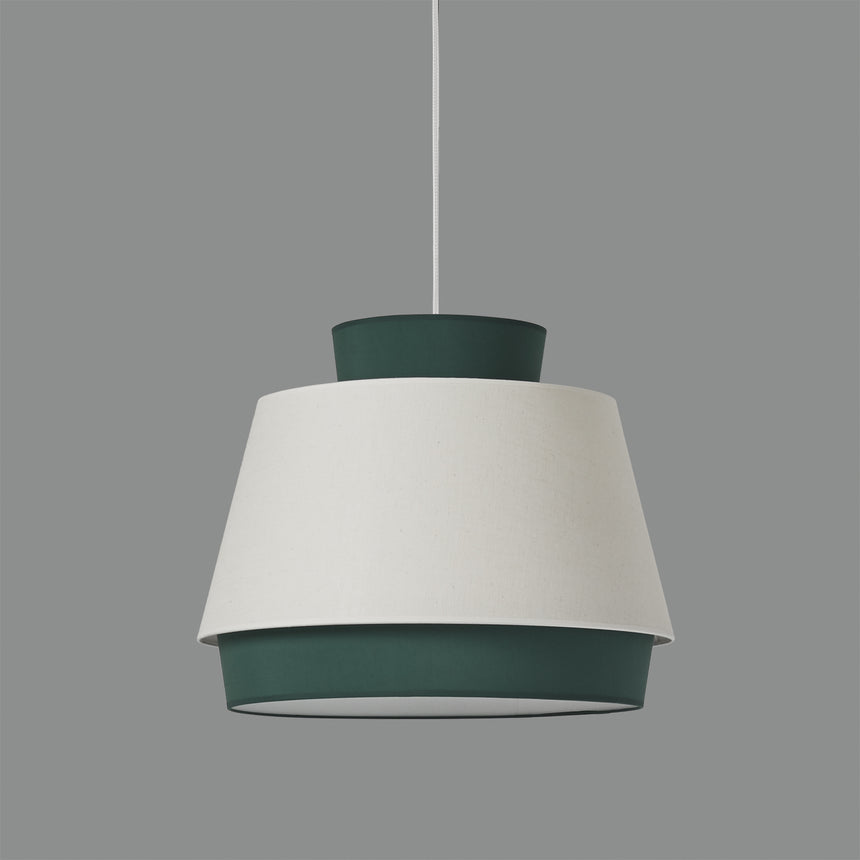 ACB Aspen Pendant Light 3916/45 Green/Linen, White Text Kit, LED E27 15W, C391642VELI