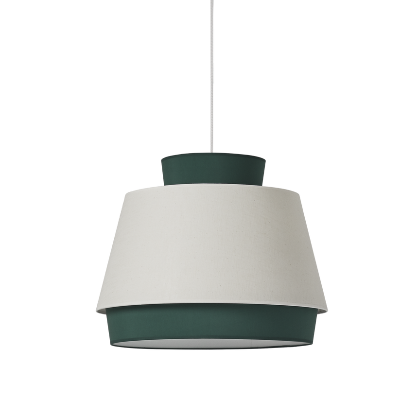 ACB Aspen Pendant Light 3916/45 Green/Linen, White Text Kit, LED E27 15W, C391642VELI