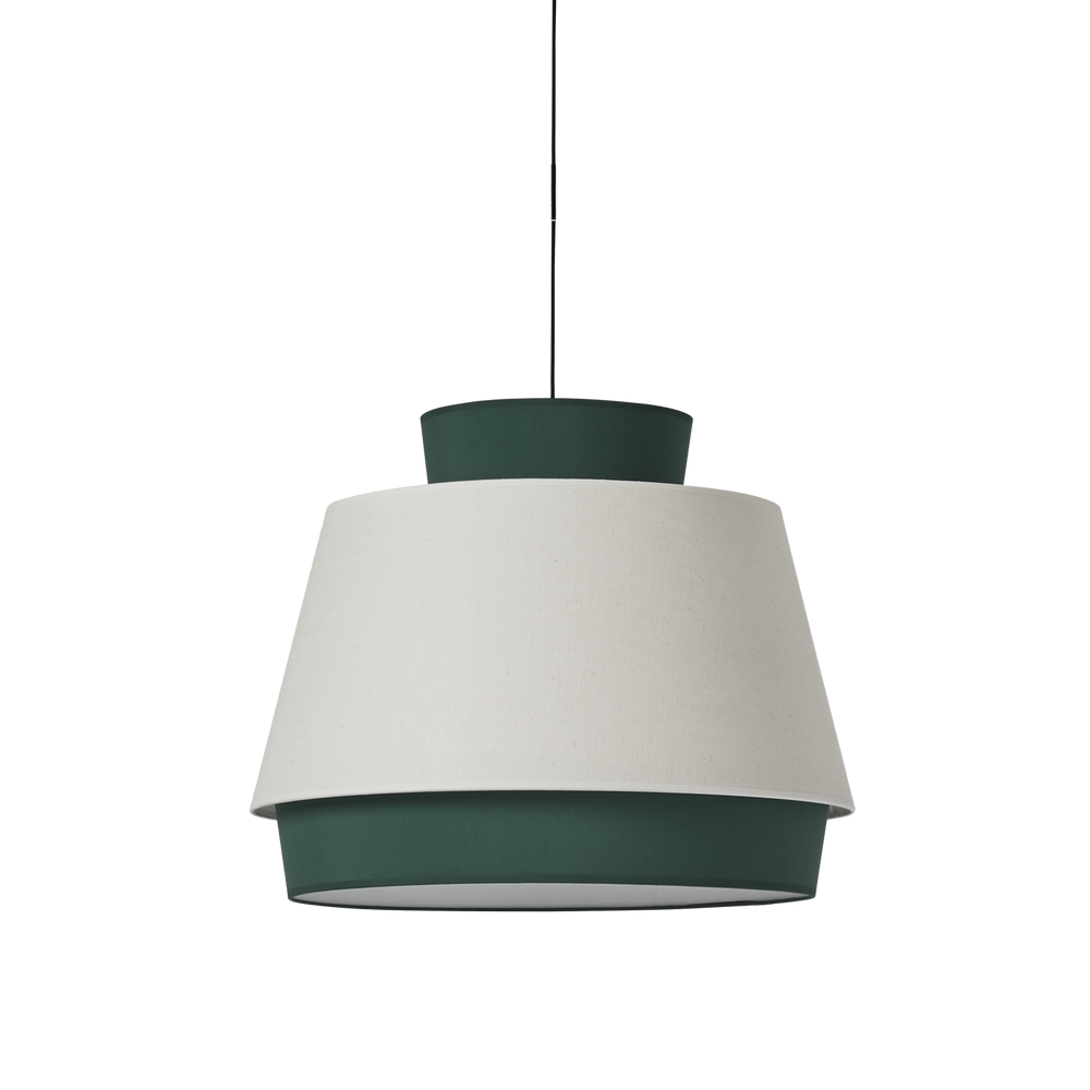 ACB Aspen Pendant Light 3916/45 Green/Linen, Black Text Kit, LED E27 15W, C39164VELI