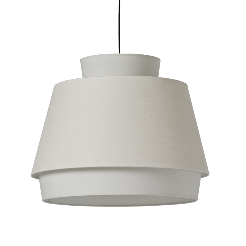 ACB Aspen Pendant Light Linen White Kit Black LED E27 C39166BLI