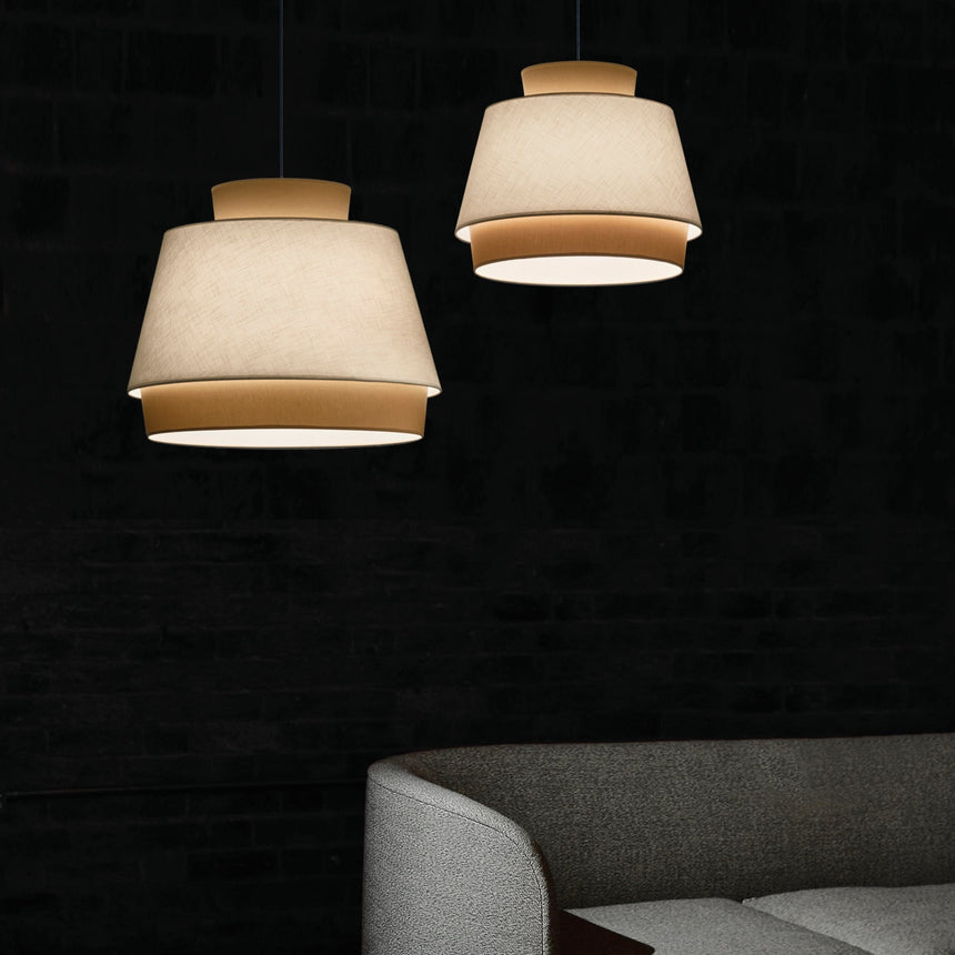 ACB Aspen Pendant Light 3916/45 Sand/Linen, White Text Kit, LED E27 15W, C391642ARLI