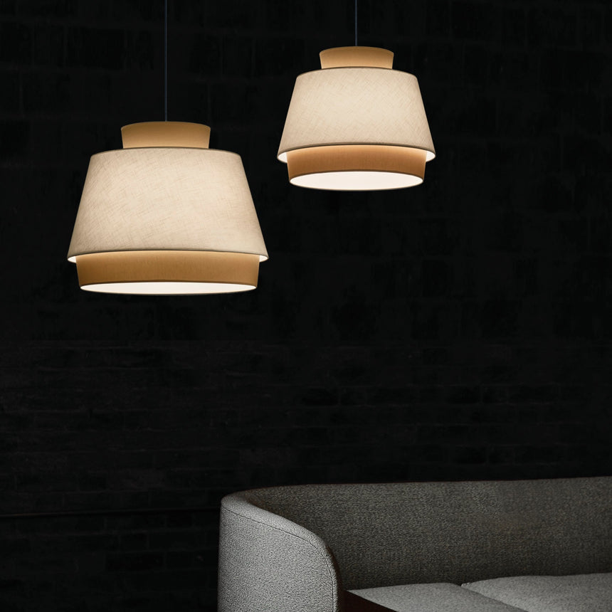 ACB Aspen Pendant Light Sand Linen Kit White LED E27 C391662ARLI