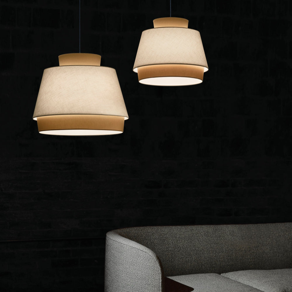 ACB Aspen Pendant Light 3916/45 Sand/Linen, Black Text Kit, LED E27 15W, C39164ARLI