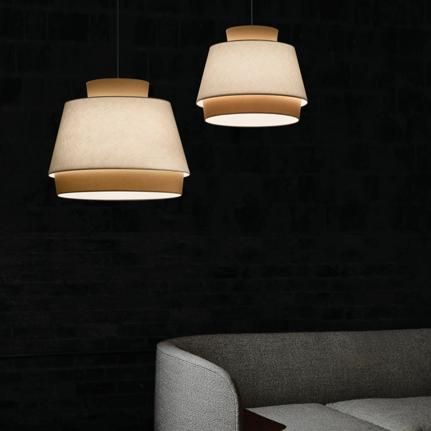 ACB Aspen Pendant Light 3916/45 Sand/Linen, Black Text Kit, LED E27 15W, C39164ARLI