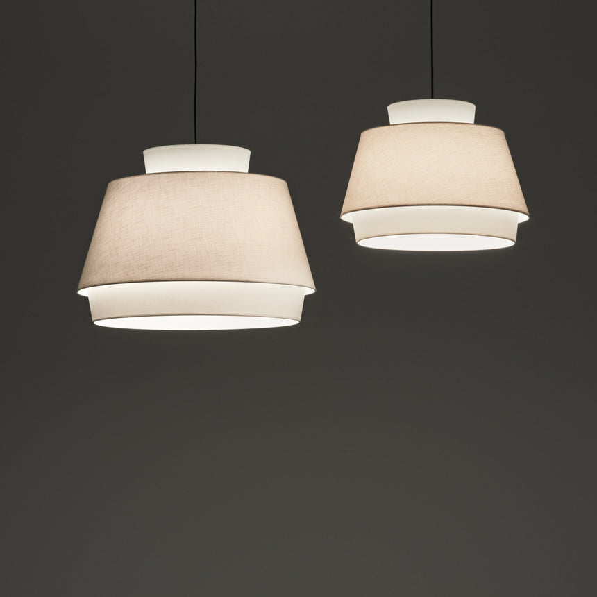 ACB Aspen Pendant Light 3916/45 White/Linen, White Text Kit, LED E27 15W, C391642BLI