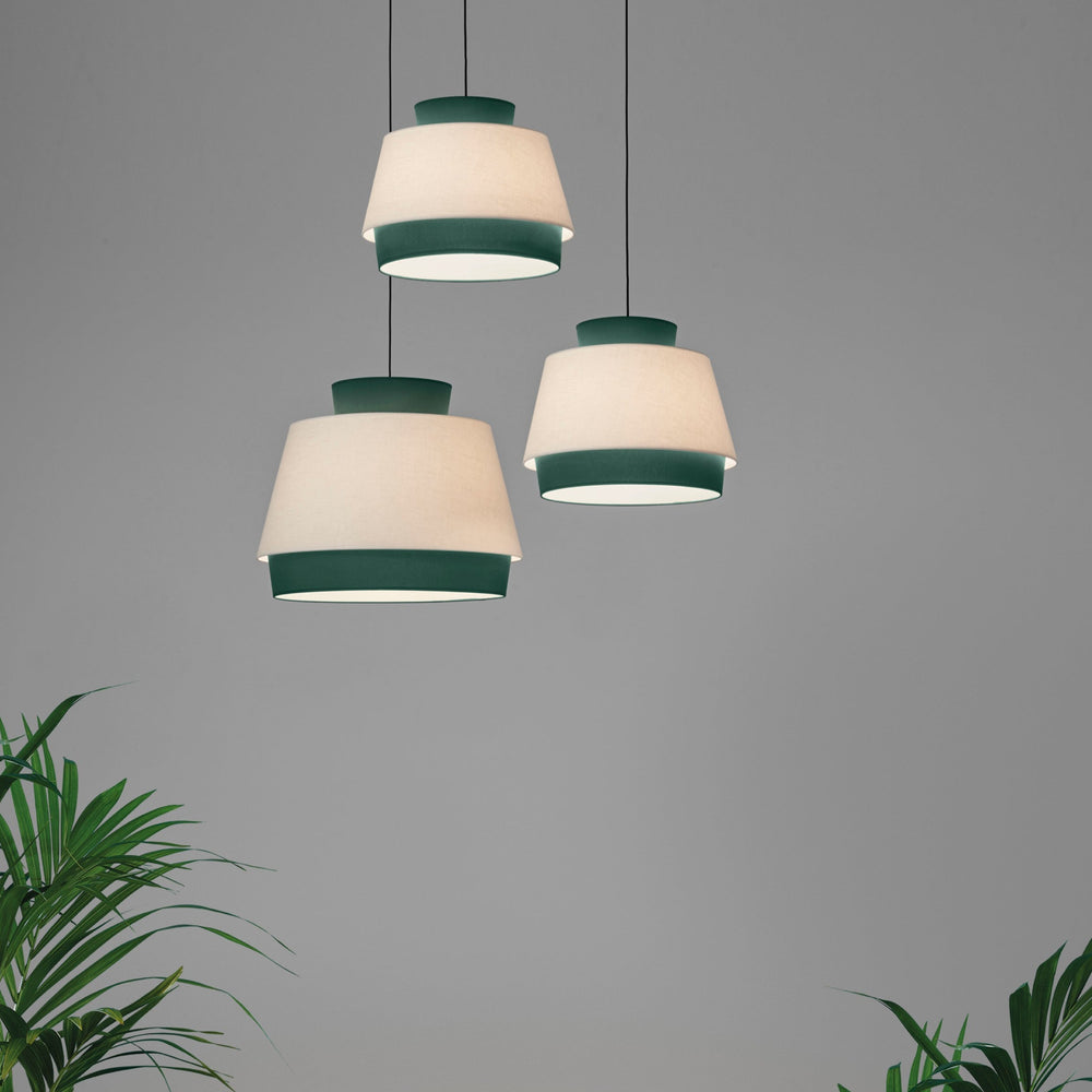ACB Aspen Pendant Light 3916/45 Green/Linen, Black Text Kit, LED E27 15W, C39164VELI