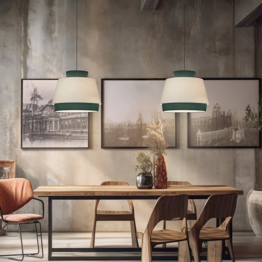 ACB Aspen Linen Green Pendant Light Kit Black LED E27 C39166VELI