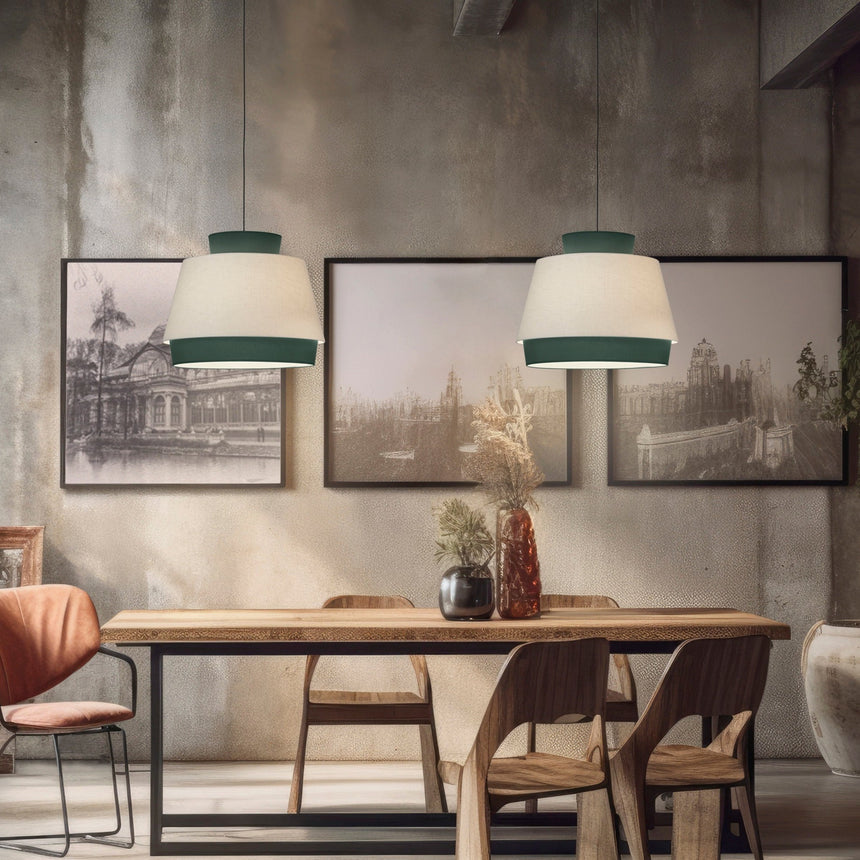 ACB Aspen Linen Green Pendant Light Kit White LED E27 C391662VELI