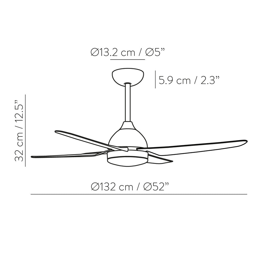 ACB Barine DC Ceiling Fan Matte White LED + DC Motor, Remote Control, Dimmable, Step Regulator 3000-4000-6000 V25064231B