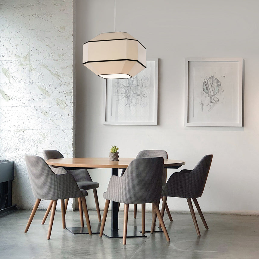 ACB Bauhaus Pendant Ceiling Lamp White Black Kit White LED E27 C3917482BN