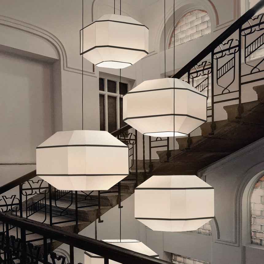 ACB Bauhaus Lámpara de techo colgante blanco negro Kit blanco LED E27 C3917682BN