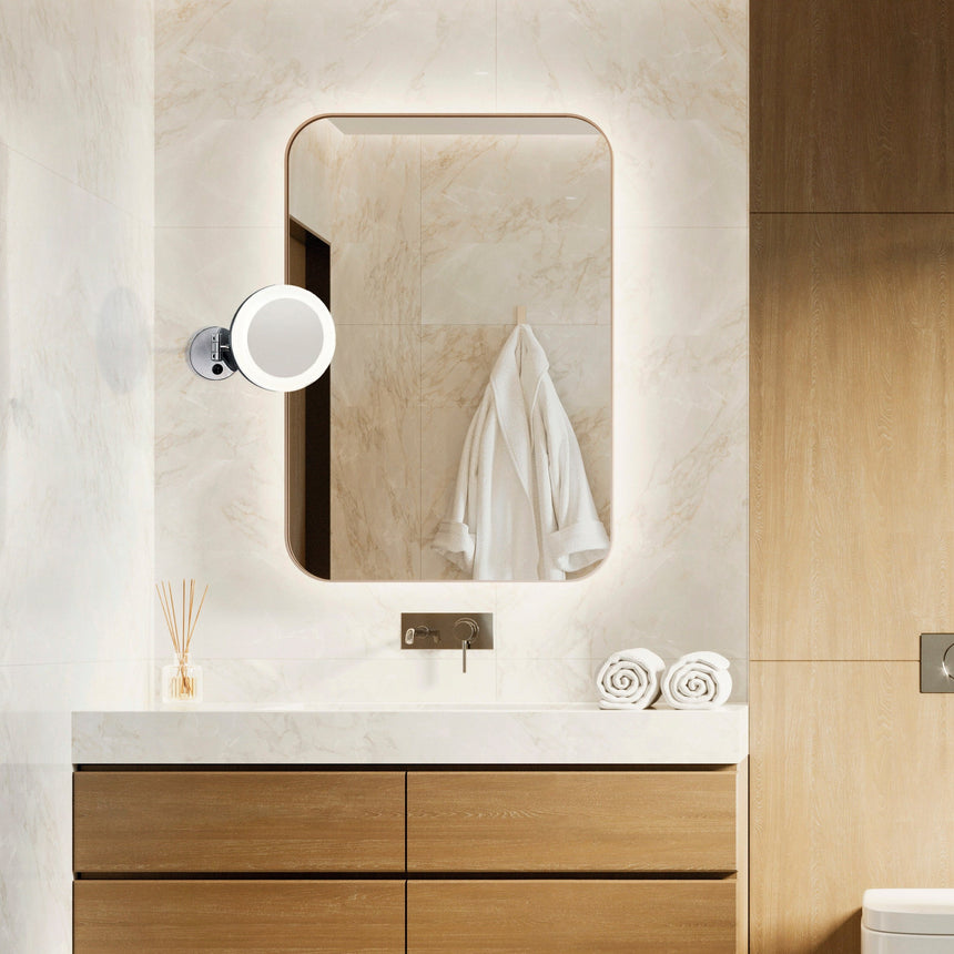 ACB Boan Espejo baño cromo LED 3W 4000K aumento 5x interruptor orientable A325211ES