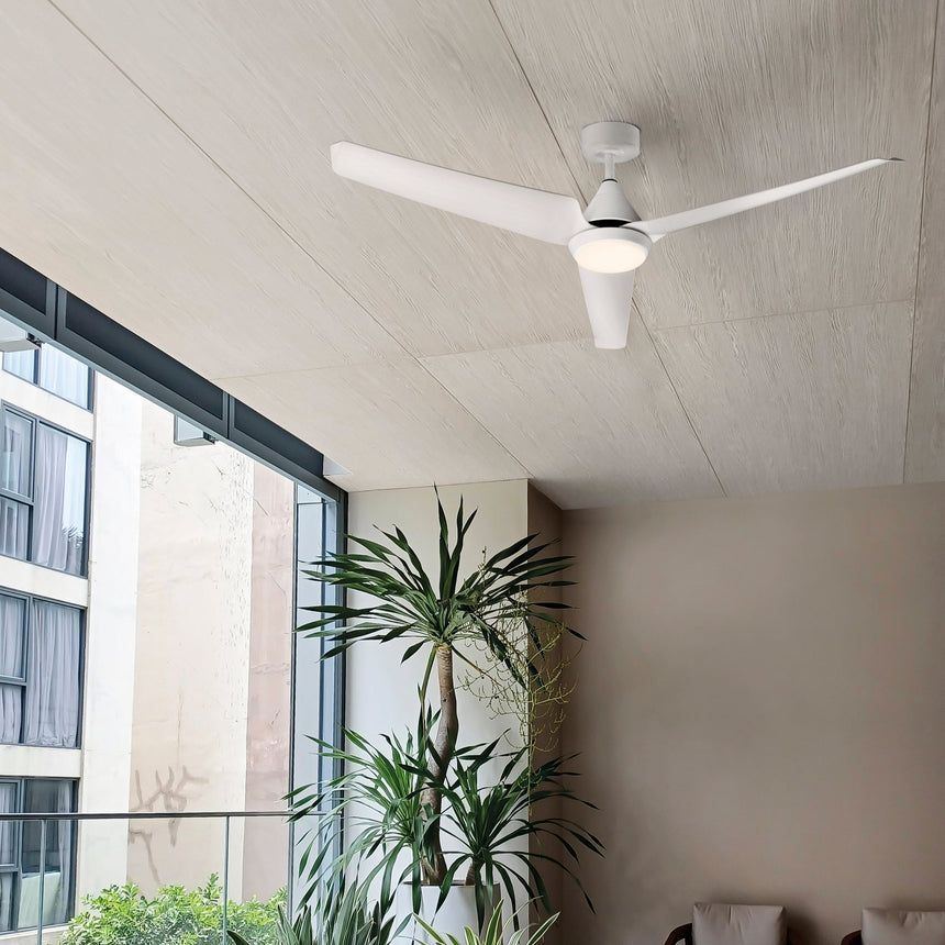 ACB Bora Ventilador de techo baño blanco mate LED motor DC mando regulable 3000-4000-6000K V2516523B