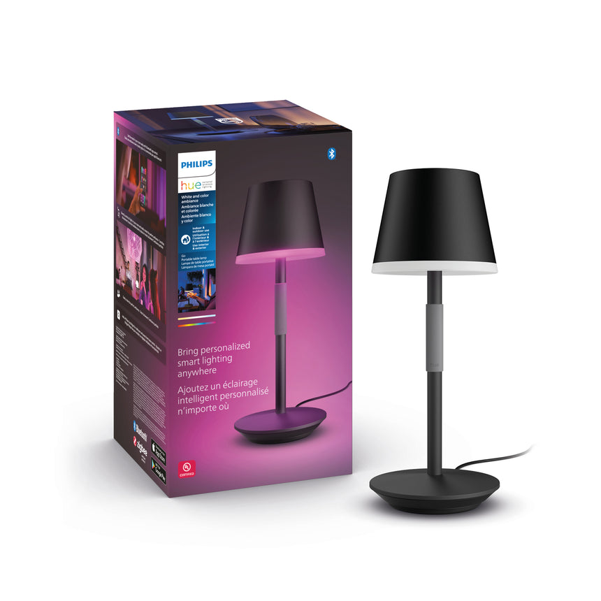 Philips Hue White and Color Ambiance Lámpara de mesa Go negro RGBW 6W IP54 871951440459500