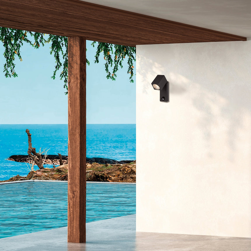 ACB Cala Aplique LED gris oscuro 5.6W 3000K IP54 orientable sensor de movimiento A201810GR