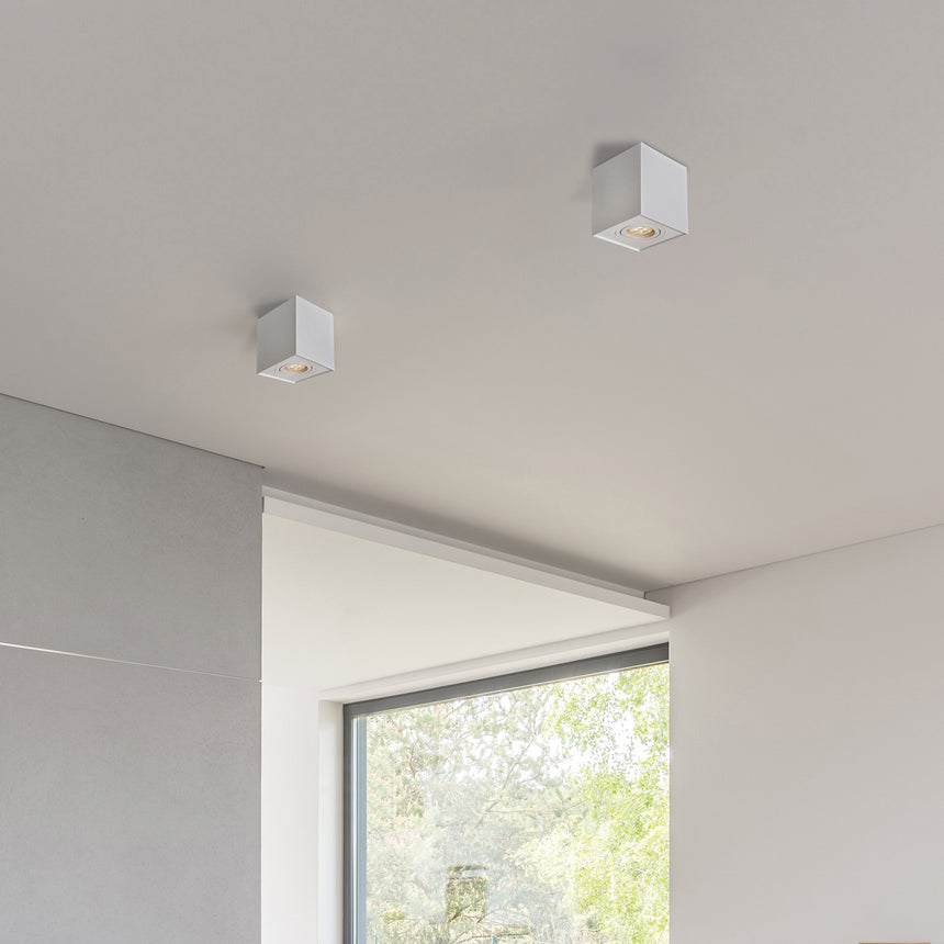 ACB Carre Ceiling Light 3762/10 Textured White, LED GU10 8W, Adjustable P376210B