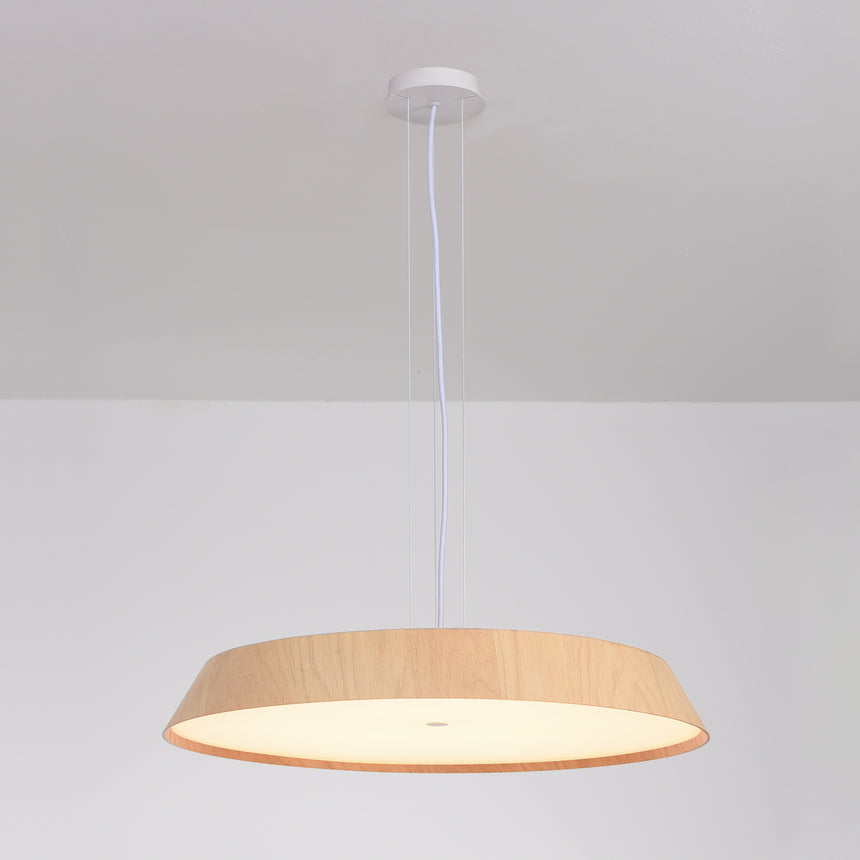 Lámpara de techo colgante ACB Cora Madera Haya y Blanco Texturado Ø61cm regulable C4015070OAKDT