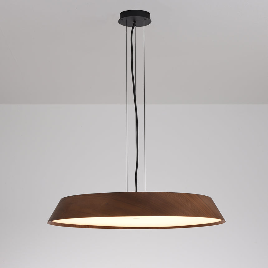 Lámpara de techo colgante ACB Cora Madera Nogal y Negro Texturado Ø61cm regulable C4015070WALDT