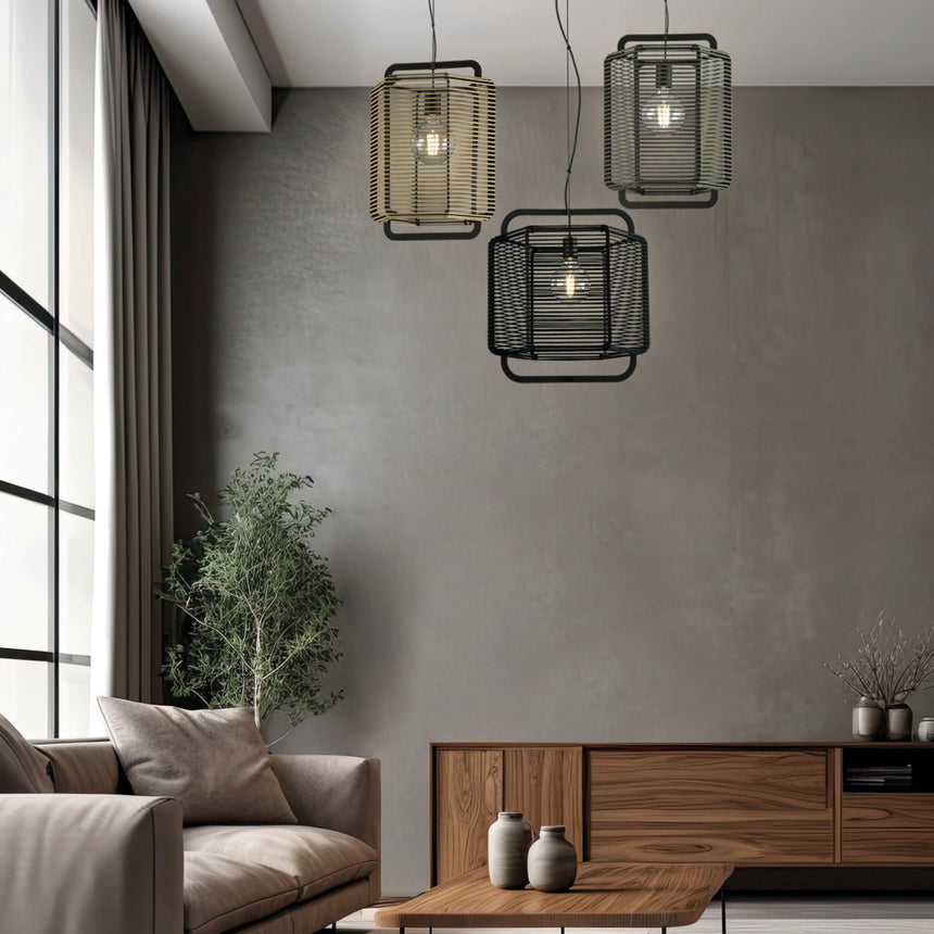 ACB Corda Pendant Light 3901/50 Textured Black/Sand, LED E27 15W, C39015NAR