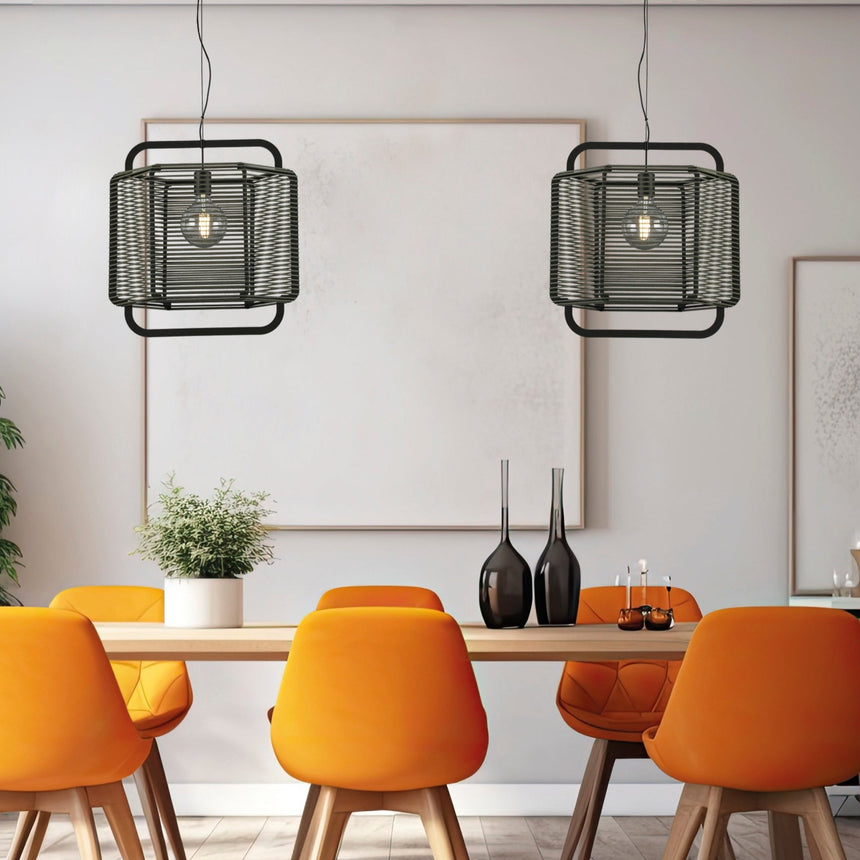 ACB Corda Pendant Light 3901/50 Textured Black/Black, LED E27 15W, C39015NN