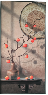 Cuadro aluminio jarrón tronco 180X80 221849