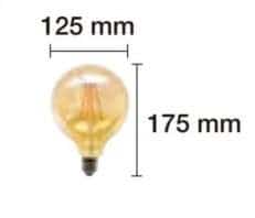 EB GOLD GLASS GLOBE BULB LED FILAMENT G125 DIMMABLE E27 7W 2200K 360º 230V