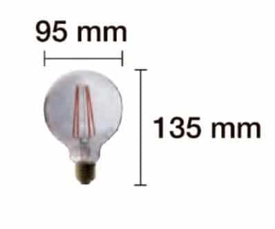 EB SMOKY GLASS GLOBE BULB LED FILAMENT G95 E27 2.5W 1800K 360º 230V
