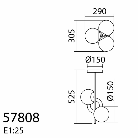 MDC Rondo Plafón de bolas 3 luces negro y blanco 578089101