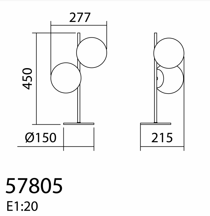 MDC Rondo Sobremesa bolas de 2 luces negro y blanco 578059101