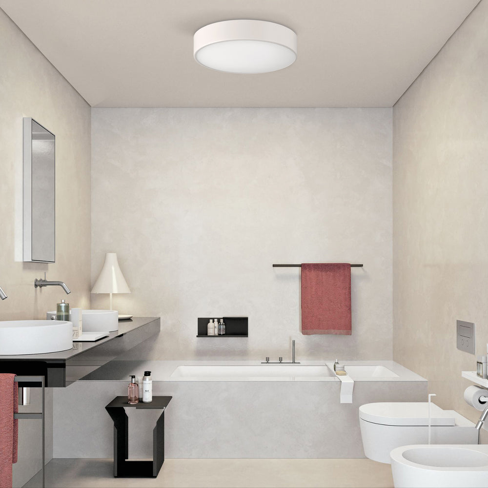 ACB Dins Ceiling Light 395/26 Smooth White, LED 18W 1890lm, CRI90 I IP44, Integrated LED, Kelvin 2700K-3000K Slide Switch P0395170B