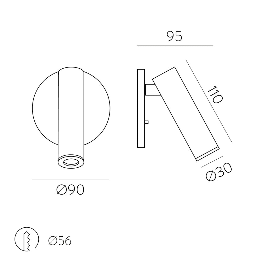 ACB Atria empotrable níquel mate LED 3W 3000K con interruptor orientable E392510NM