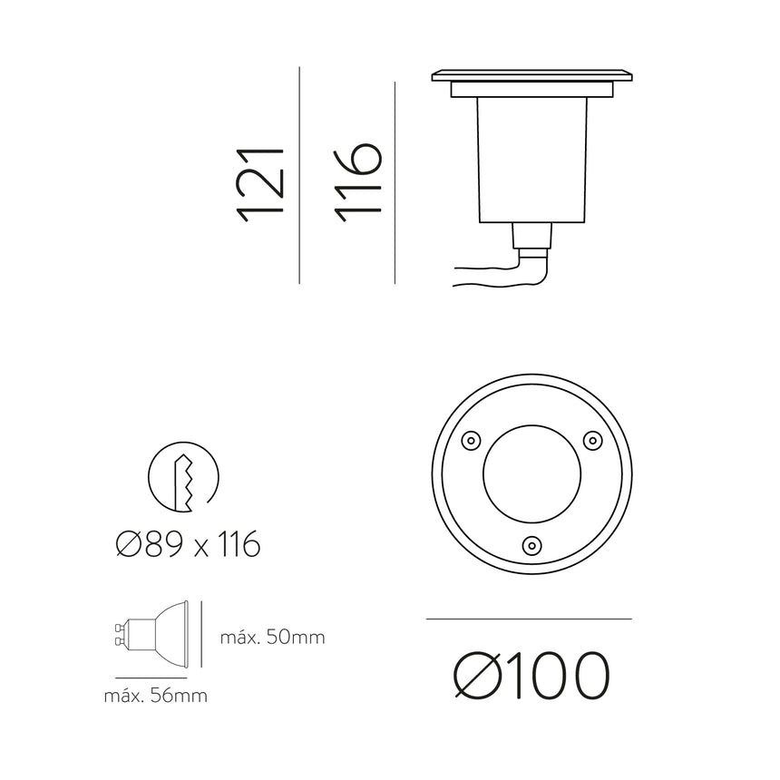 ACB Nemo Empotrable LED Acero inoxidable AISI316 GU10 8W IP67 E204710IN