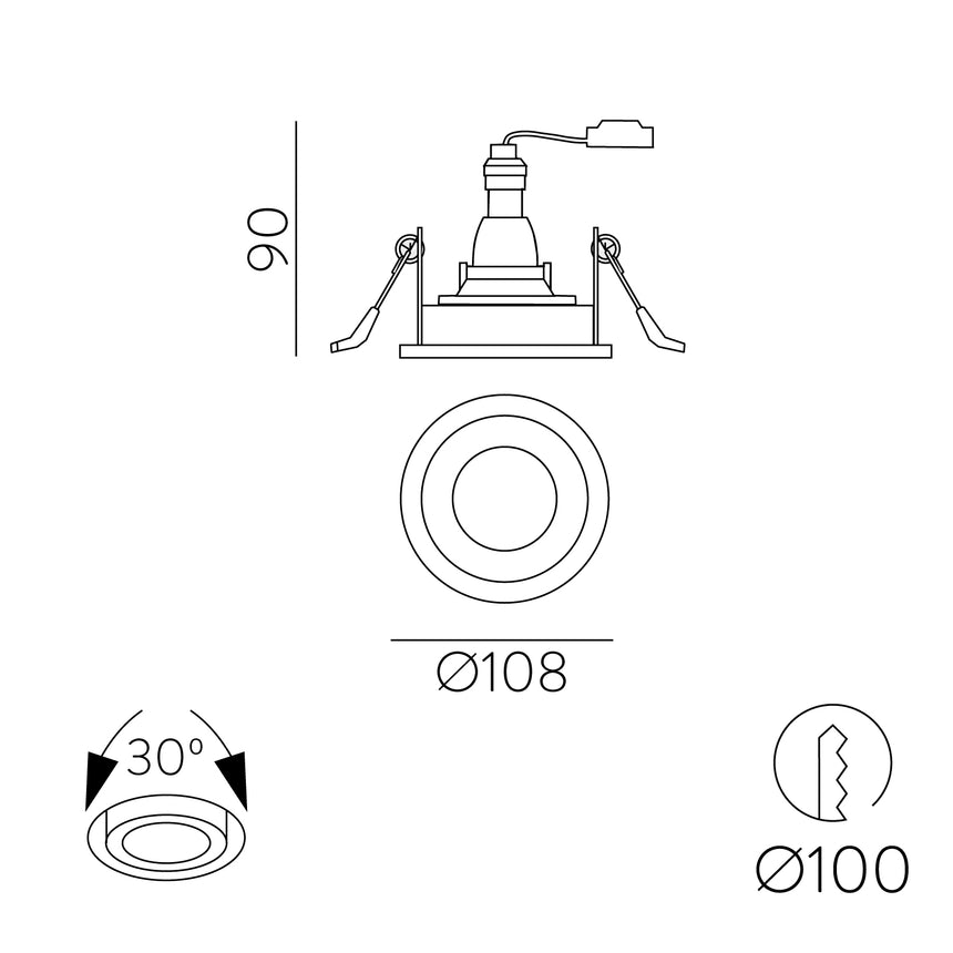 ACB Musca Empotrable Negro GU10 8W E3947080N