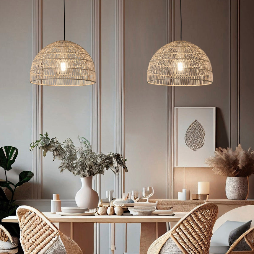 ACB Evens Lámpara de techo colgante LED Ratán Natural E27 15W C3930082NA