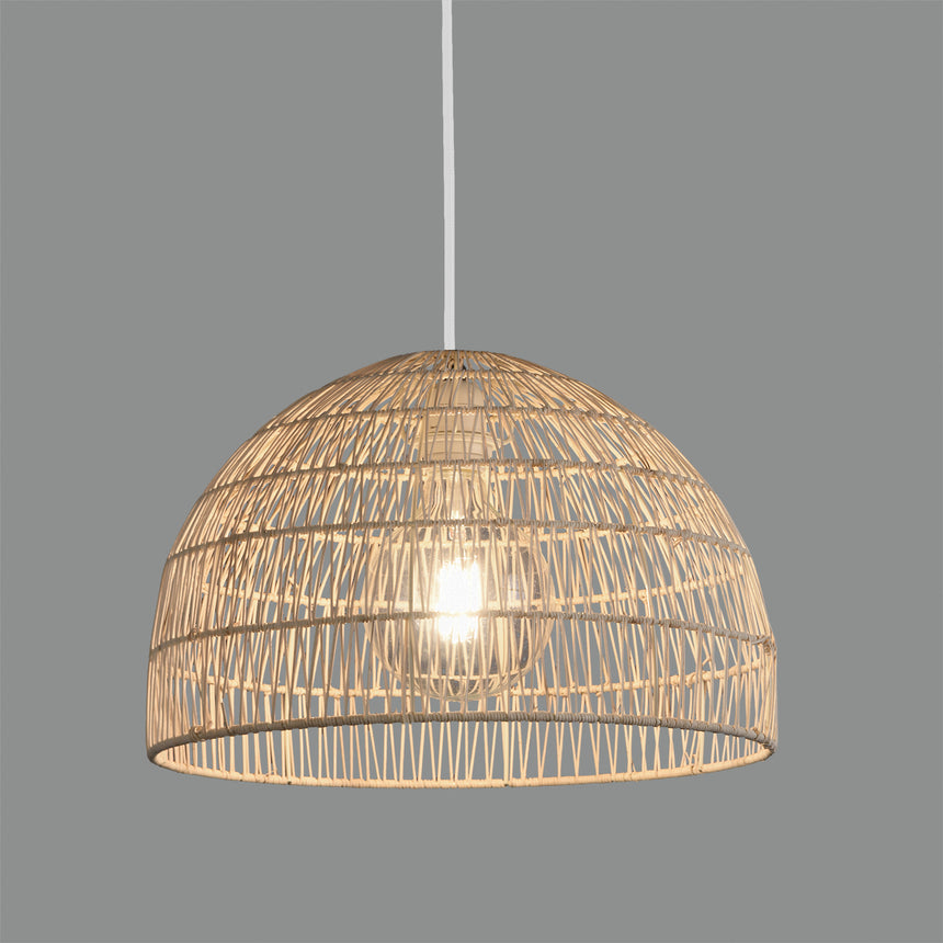 ACB Evens lámpara de techo colgante ratán natural kit blan text LED E27 15W C3930081NA