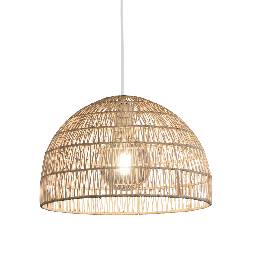 ACB Evens lámpara de techo colgante ratán natural kit blan text LED E27 15W C3930081NA