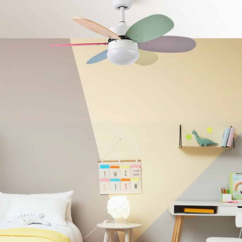 Fabrilamp Alves DC Fan 2xe27 Nickel 6 Blades Rev. Beech/silver 41x85d W/ Remote And Timer 175791642