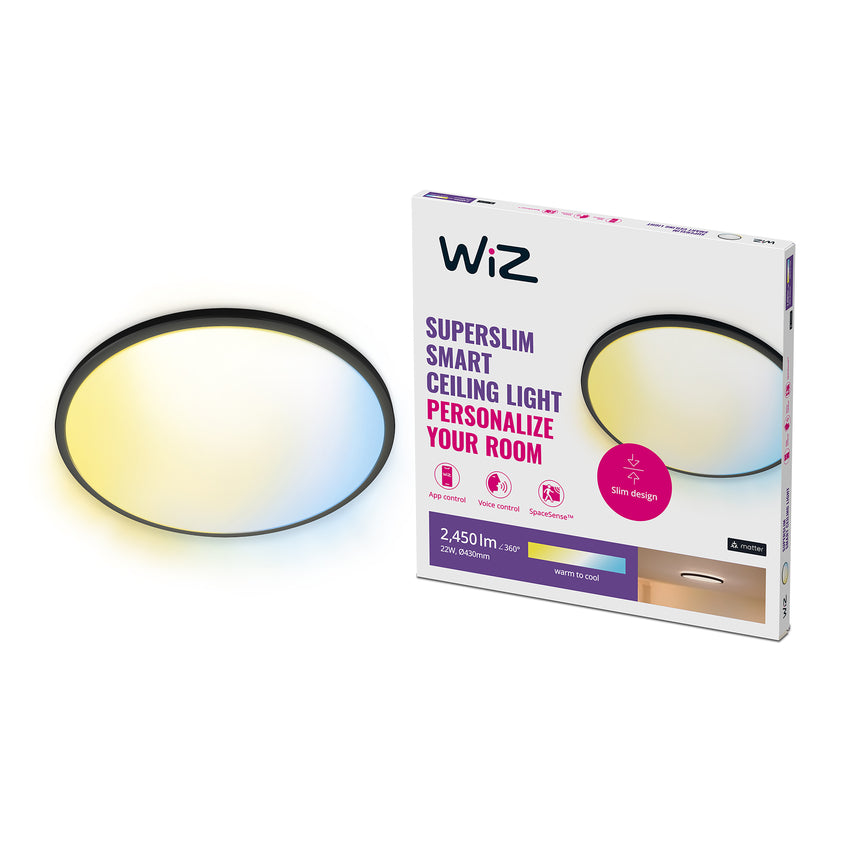 WiZ White Ambiance Plafón SuperSlim Negro 22W 2450lm 55495500 | Philips