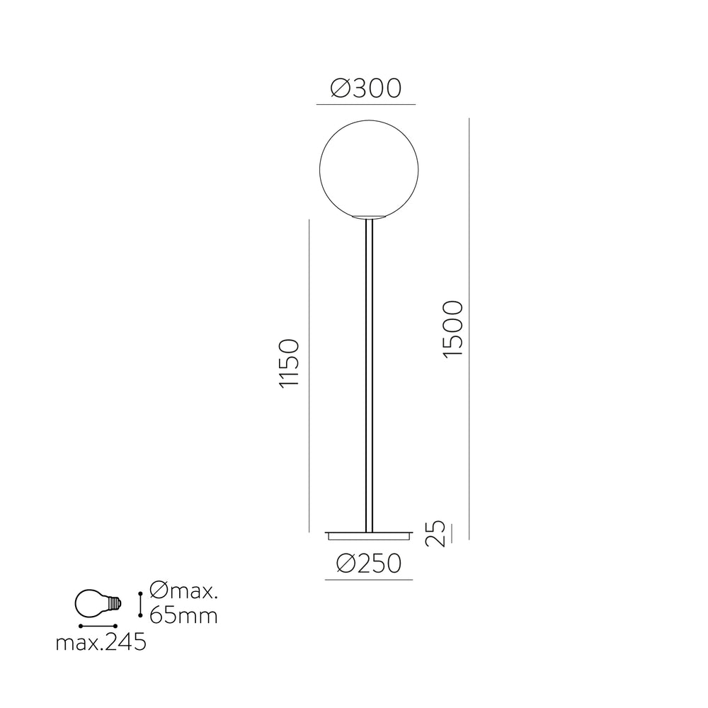ACB Parma Floor Lamp Matt Black/Opal LED E27 I H3946180N