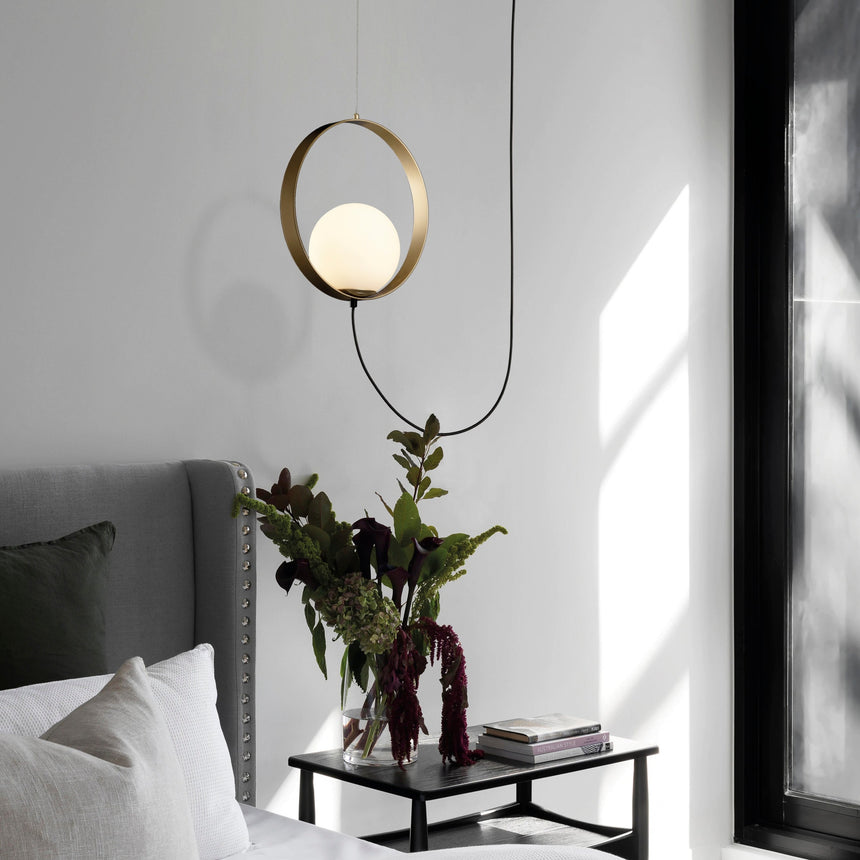 ACB Halo Lámpara de techo colgante LED 3815 Oro Tecnico/Opal 5W 2700K-3000K Slide Switch C3815171O