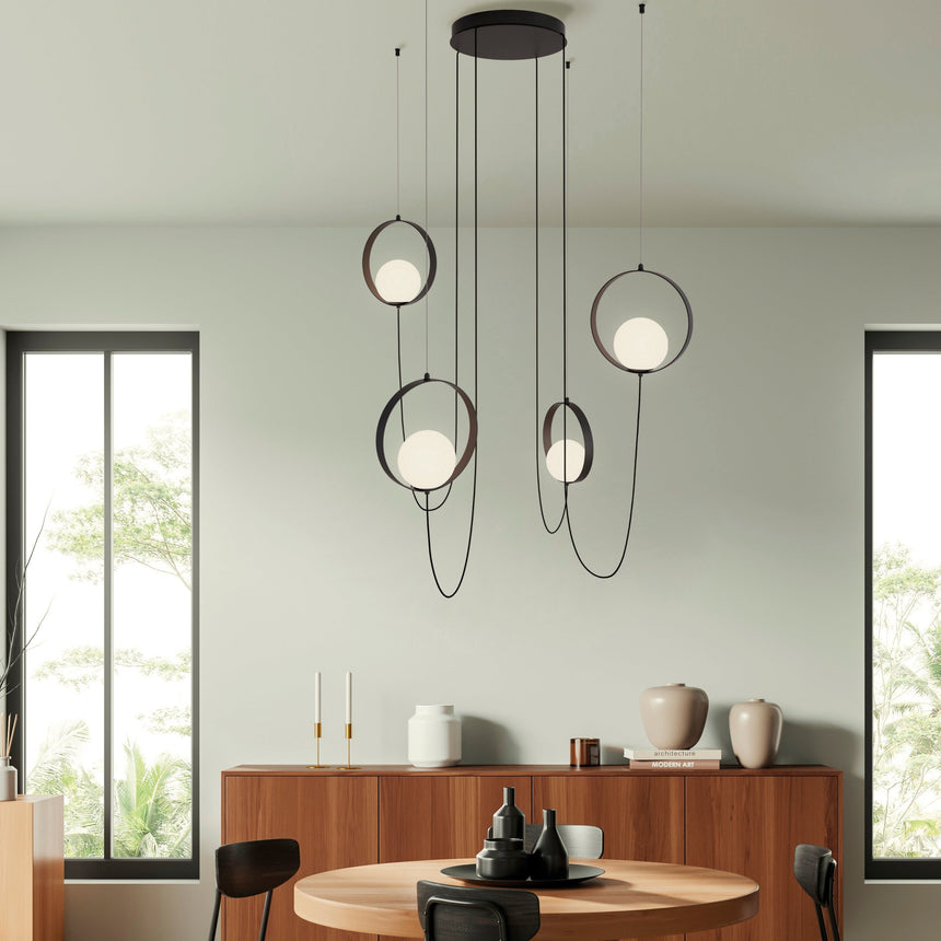 ACB Halo Lámpara de techo colgante LED negro opal 4x Slide Switch C3815471N