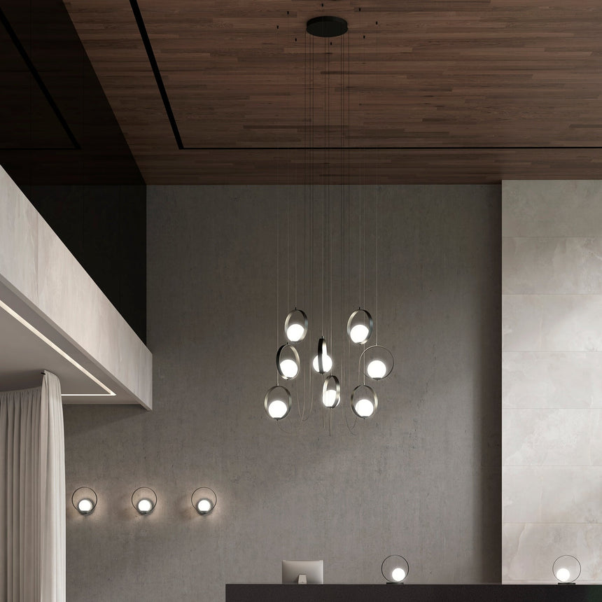 ACB Halo Lámpara de techo colgante LED negro opal 8x Slide Switch C3815871N