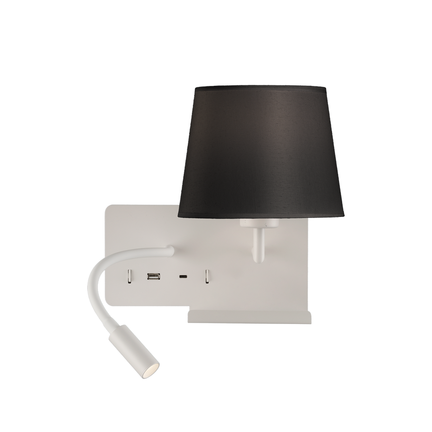 ACB Hold Aplique LED blanco texturado 3W 3000K + 15W interruptores orientable USB-C A3664182BDER