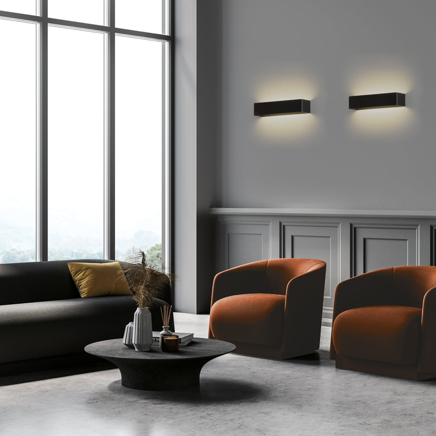 ACB Icon Wall Lamp 16/3089-20 Textured Black, LED 10.5W 1100lm, CRI90 I, Integrated LED, Kelvin 2700K-3000K Slide Switch A3089270N