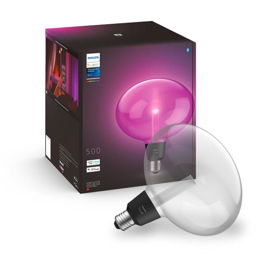 Philips Hue White and Color Ambiance Bombilla Lightguide ellipse transparente RGBW E27 6W 41927800