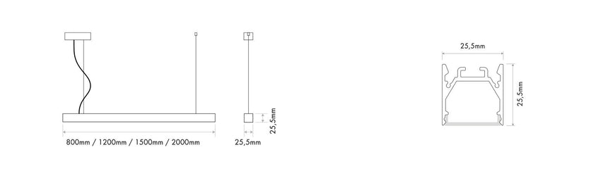 Luminaria lineal LED colgante Ilutrek Space 25 DALI
