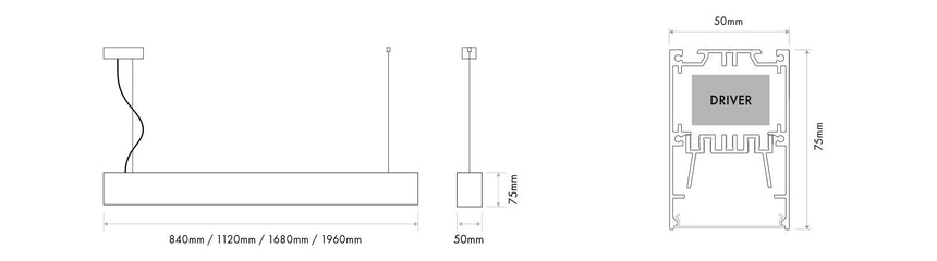 Luminaria lineal LED colgante Ilutrek Space Big DALI