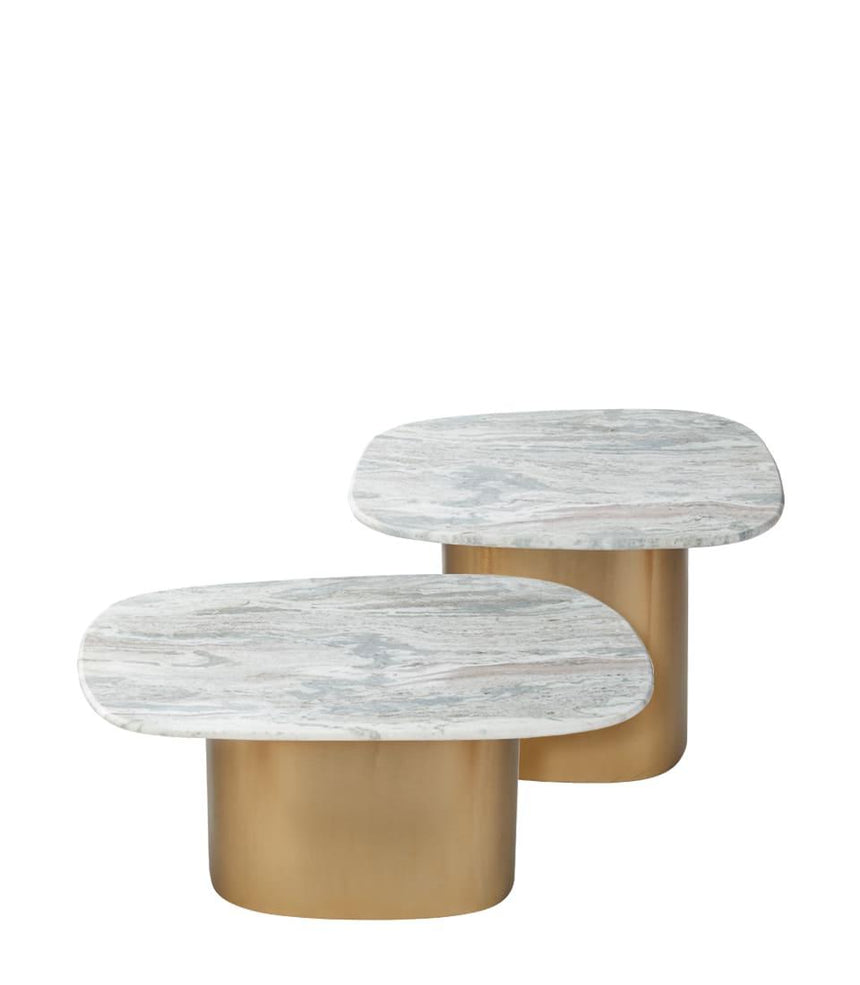 Mesa de centro pequeña mármol y dorado latón 1J205-2